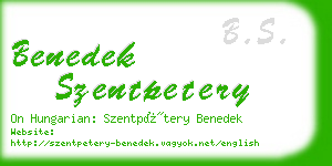 benedek szentpetery business card